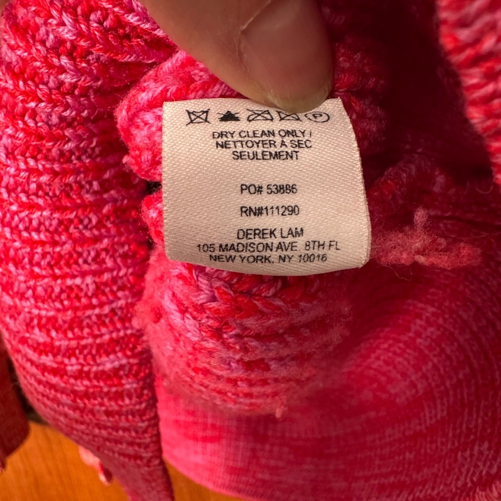 DEREK LAM Womens Turtleneck Sweater Merino Wool Med Pink Red Valentines Cabncore - Picture 7 of 11